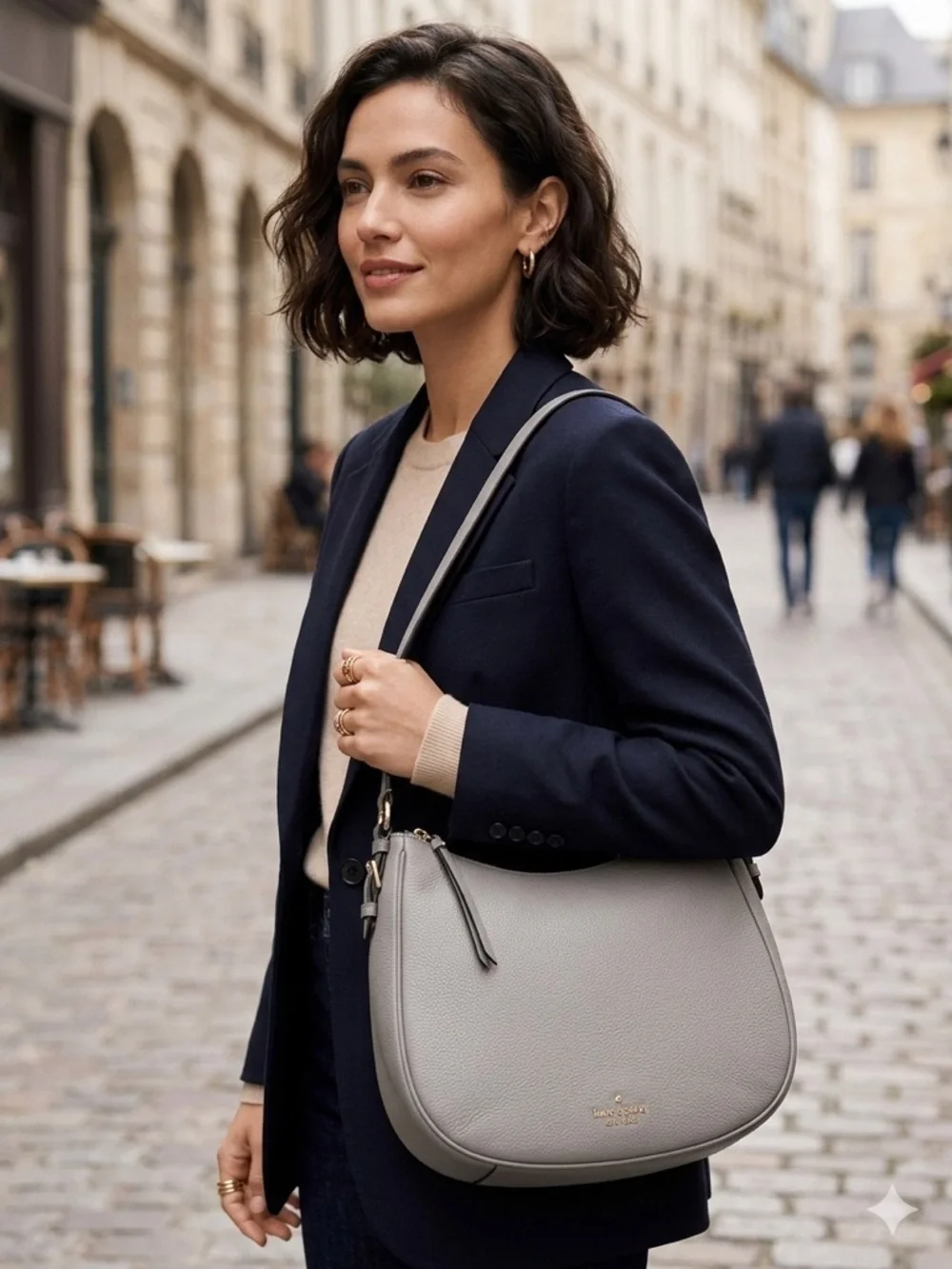 Kate Spade New York Staci Pebble Leather Shoulder Bag – Grey NWOT